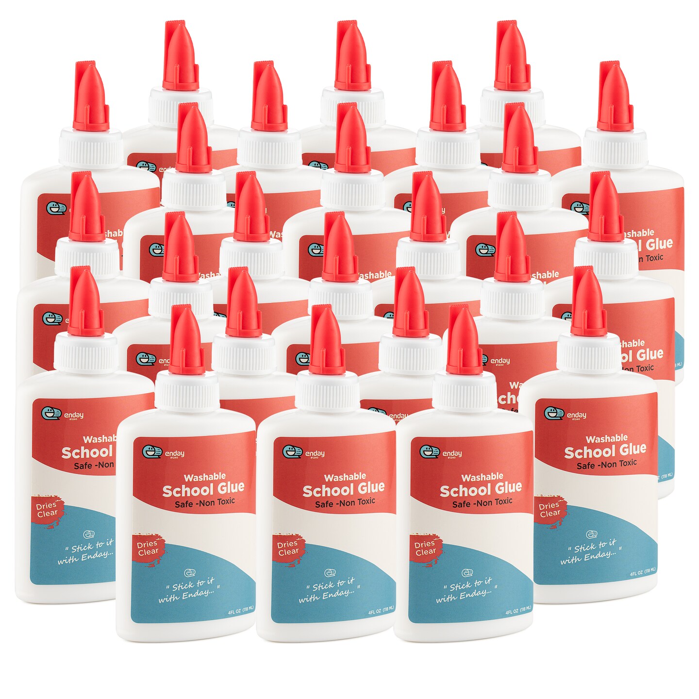 Liquid Glue - 4 oz Washable School Glue, White Glue Bottles, Glue Bulk, Non-Toxic Liquid Glue for Kids - Glue for Slime, Arts & Craft Glue - by Enday