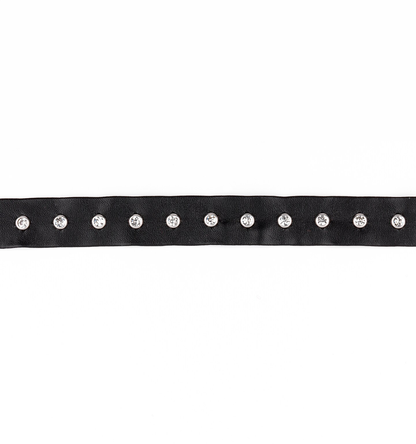 Gillian 3/4" Wide Faux Leather Tape Trim Embellished With Rhinestone Studs