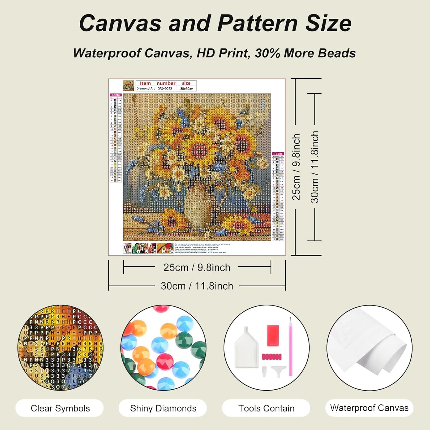 Sunflower Diamond Art Kits for Adults - 11.8x11.8 Inch 5D Full Drill Round Diamond Painting - DIY Floral Gem Art for Beginners - Rhinestone Bead Craft for Home Wall Decor & Creative Gifts