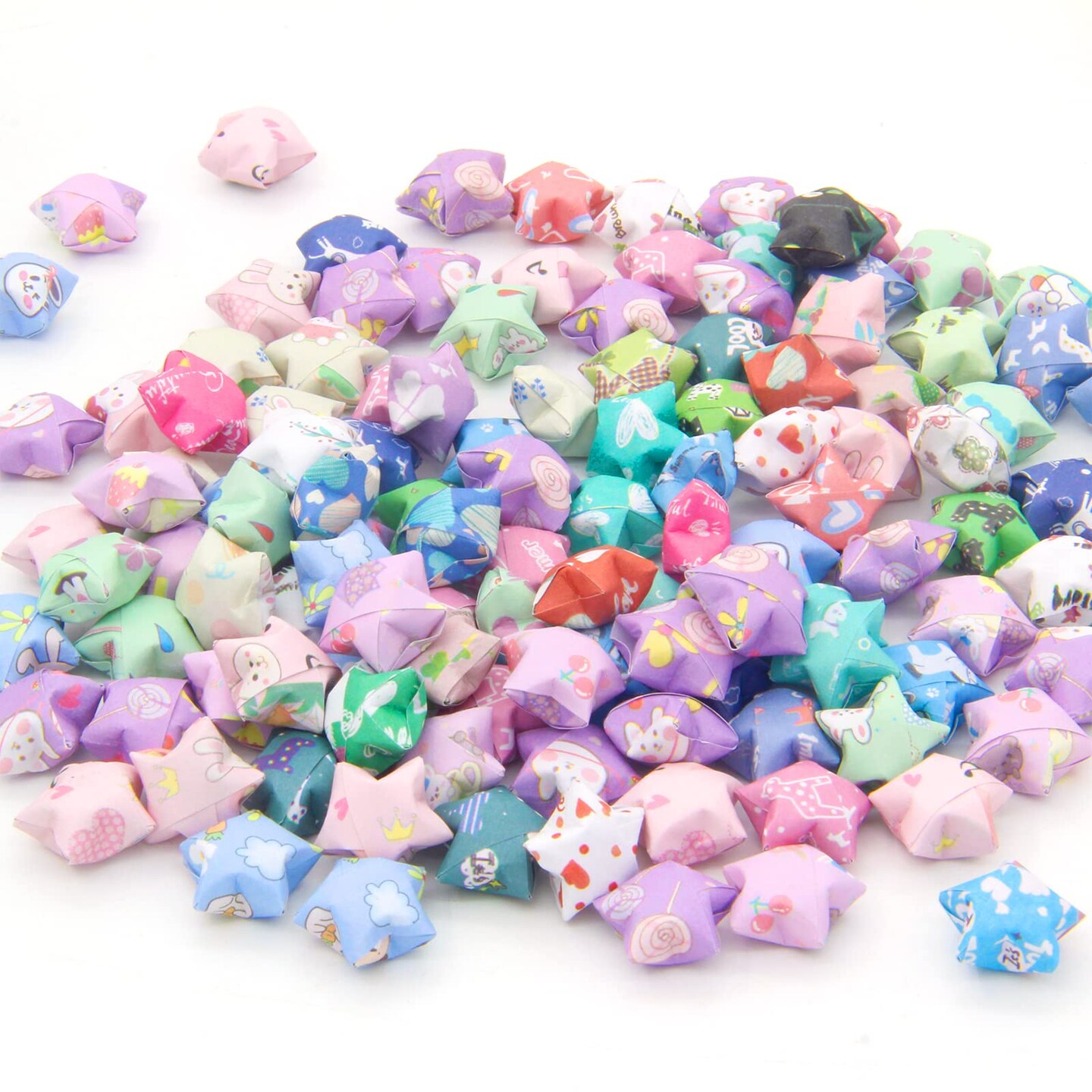2240 Sheets Origami Star Paper Strips with 4 Different Designs of Cute Cartoon Origami for DIY Handcrafts