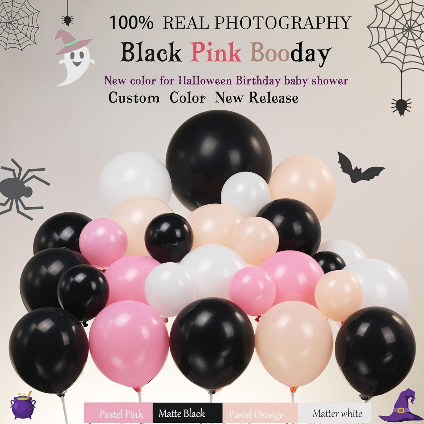 121pcs Summerween Balloon Garland Arch Kit – Pink, Black & Orange Halloween Party Decorations with Bat, Ghost Foil Balloons for Baby Shower, 1st Birthday, Boo Day & Trunk or Treat Decor