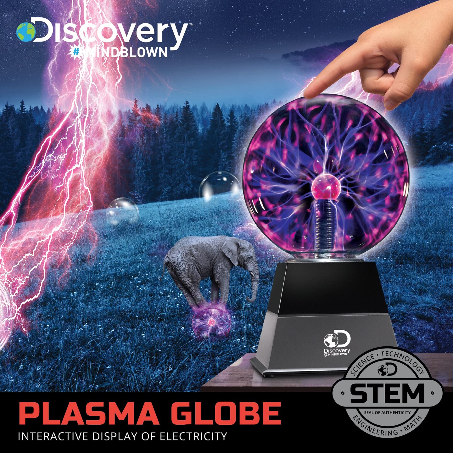 Plasma Globe Lamp, Touch & Sound Sensitive Lightning, Interactive Electric Plasma Ball for Hands-On STEM Learning, Plug-in Bedroom & Desktop Decorative lamp