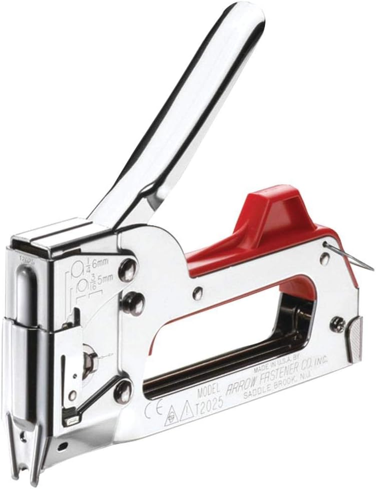 T2025 2-In-1 Staple Gun and Wire Tacker for Upholstery, Crafts and Low Voltage Wiring, Fits 3/8&#x201D;, 7/16&#x22;, or 9/16&#x201D; Round Crown, or 5/16&#x201D;, 3/8&#x201D;, or 1/2&#x22; Flat Crown Staples