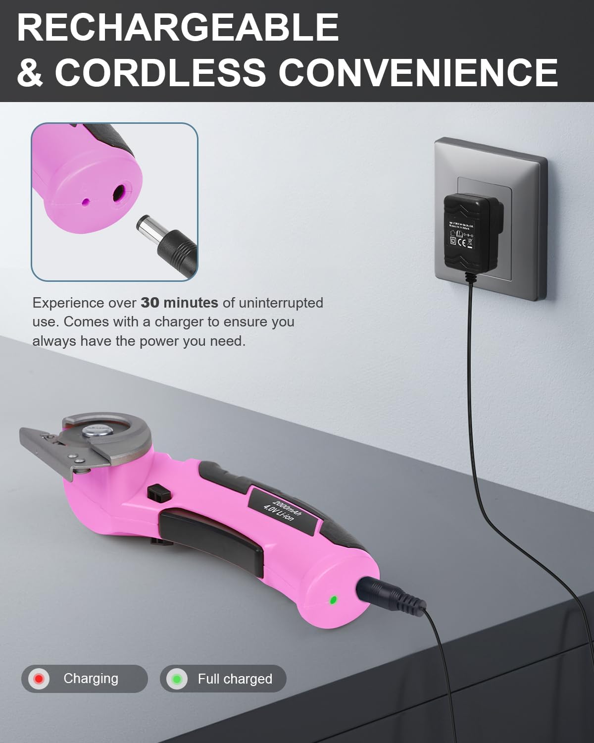 Cordless Electric Scissors Cardboard Cutter - Rechargeable 4V Rotary Cutter with Self-Sharpening Blade Heavy Duty Box Scissor with Safety Lock for Cardboard, Crafting, Carpet, Leather
