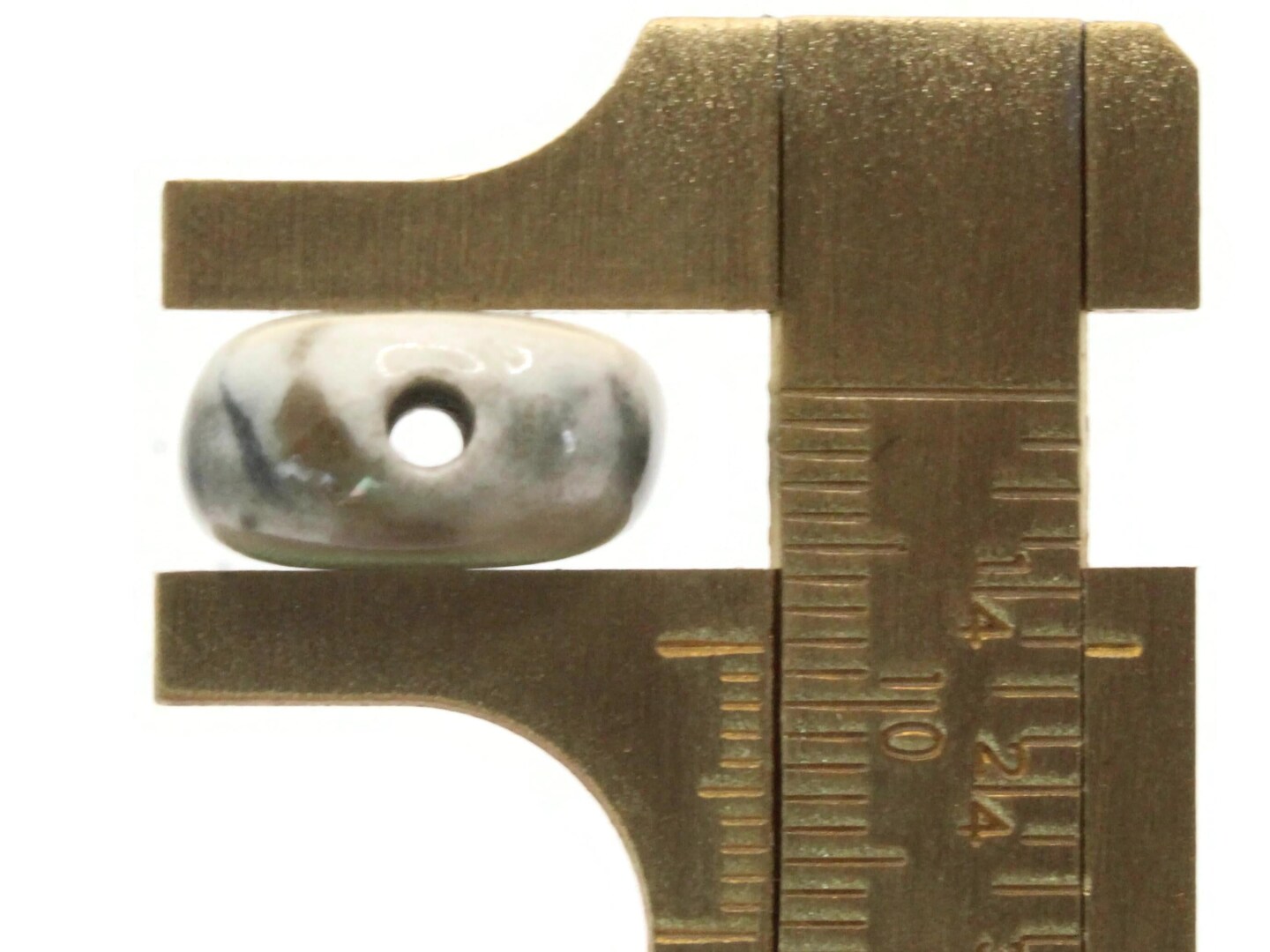 8 15mm Light and Dark Gray Ceramic Coin Large Hole Beads