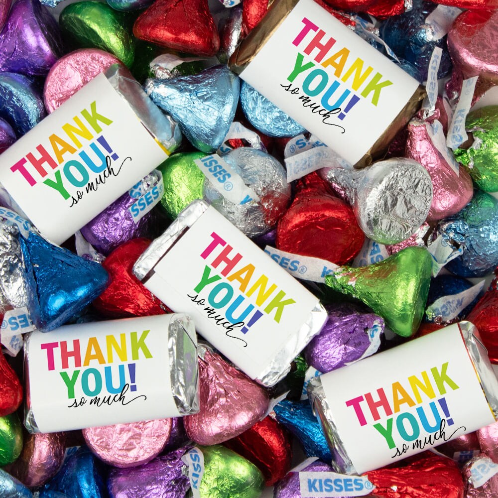 130 pcs Thank You Candy Party Favors Hershey's Chocolate Mix (1.65 lb) - By Just Candy