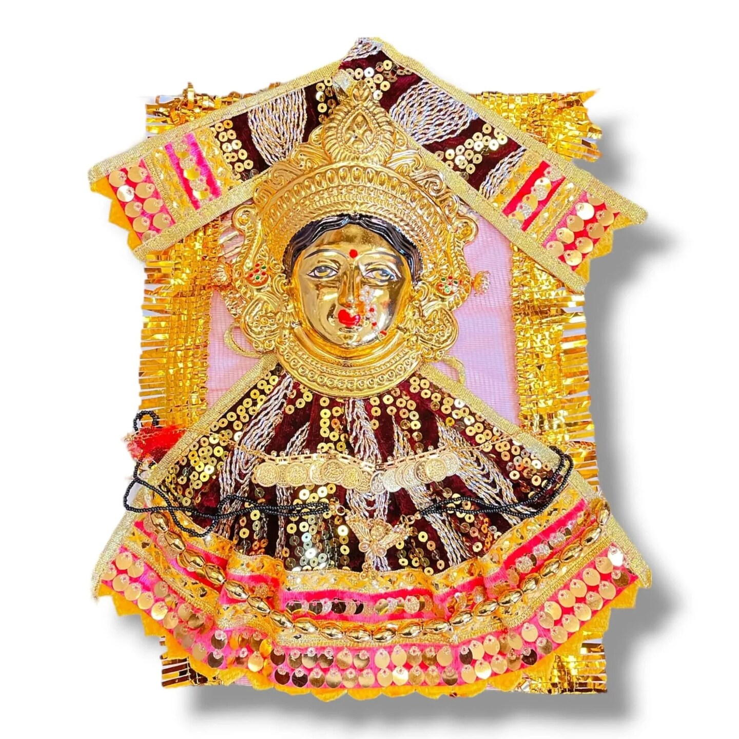 Varalaxmi Goddess Face Set Devi Mata Mukhota Mahalaxmi Face Velvet Idol Gotta with Embroidery Dress Jewelry for Vara Lakshmi Vratam Navaratri Margashirsha Vratha Pooja Temple