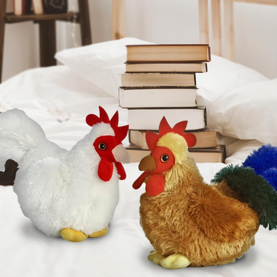 Aurora Mini Flopsie Bundle of 6" Floppy Beanbag Chicken & 6" Rooster Stuffed Animals - New Chicken & Cocky Rooster, Multicolor