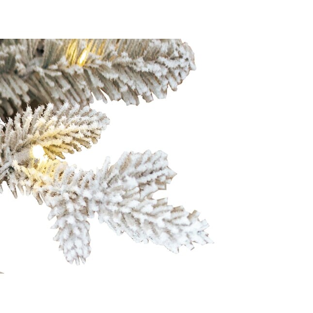 Flocked Montana Fir Christmas Tree with Twinkling Warm White LED Lights - 7.5 Foot