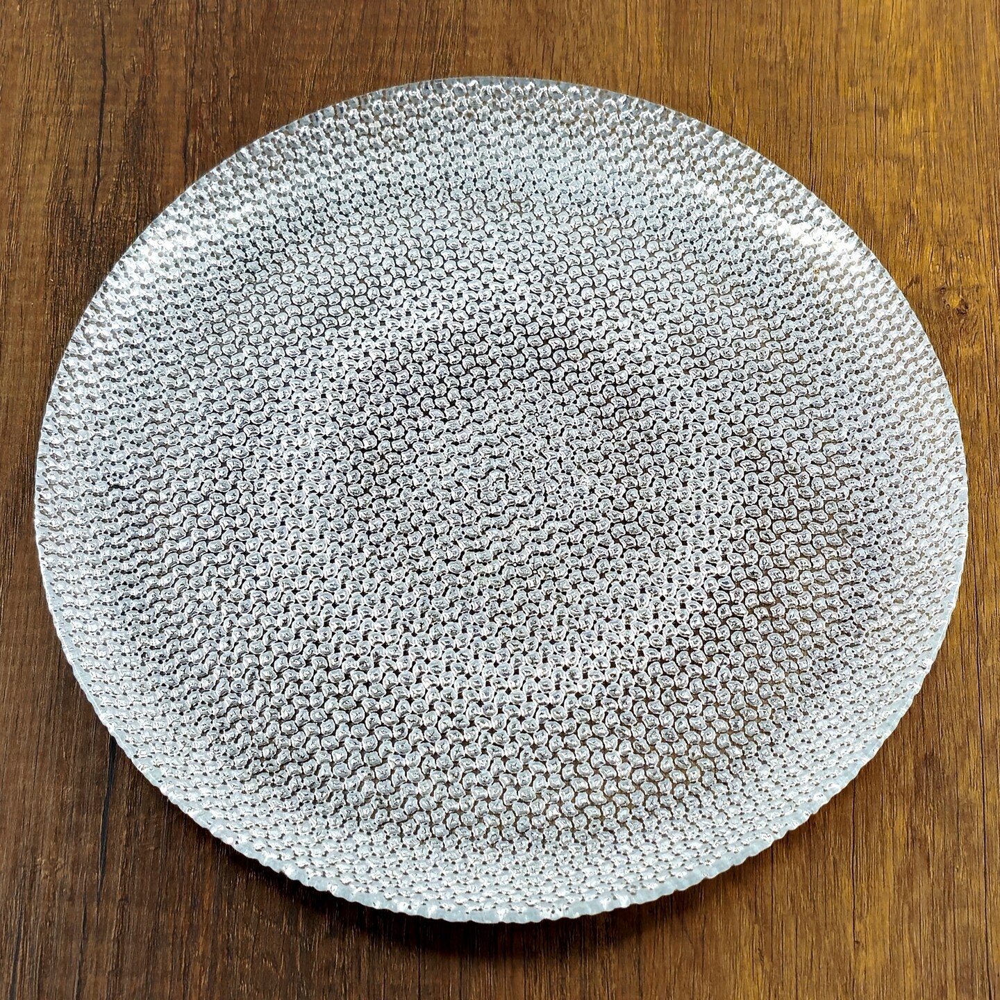 Handmade Glass Dinner Plate with Metal Finish Textured Modern Tableware