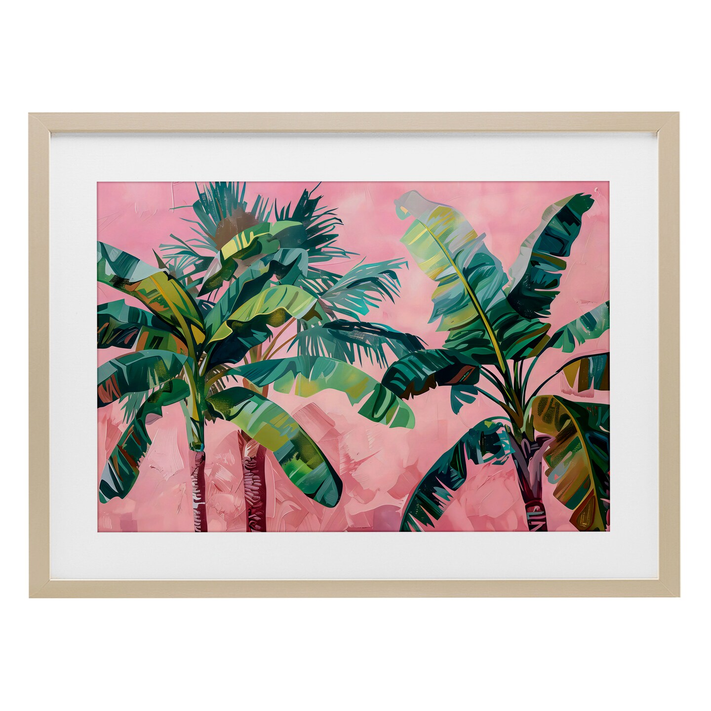 Stupell Industries Palm Tree Tops on Pink Black Framed Print Under Glass, design by LSR Design Studio