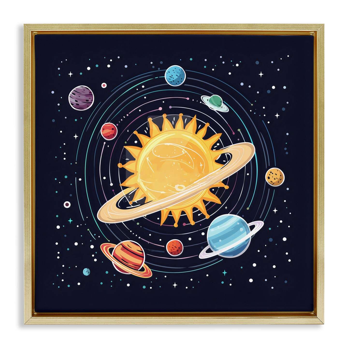 Stupell Industries Solar System Planets Orbit Black Framed Floater ...
