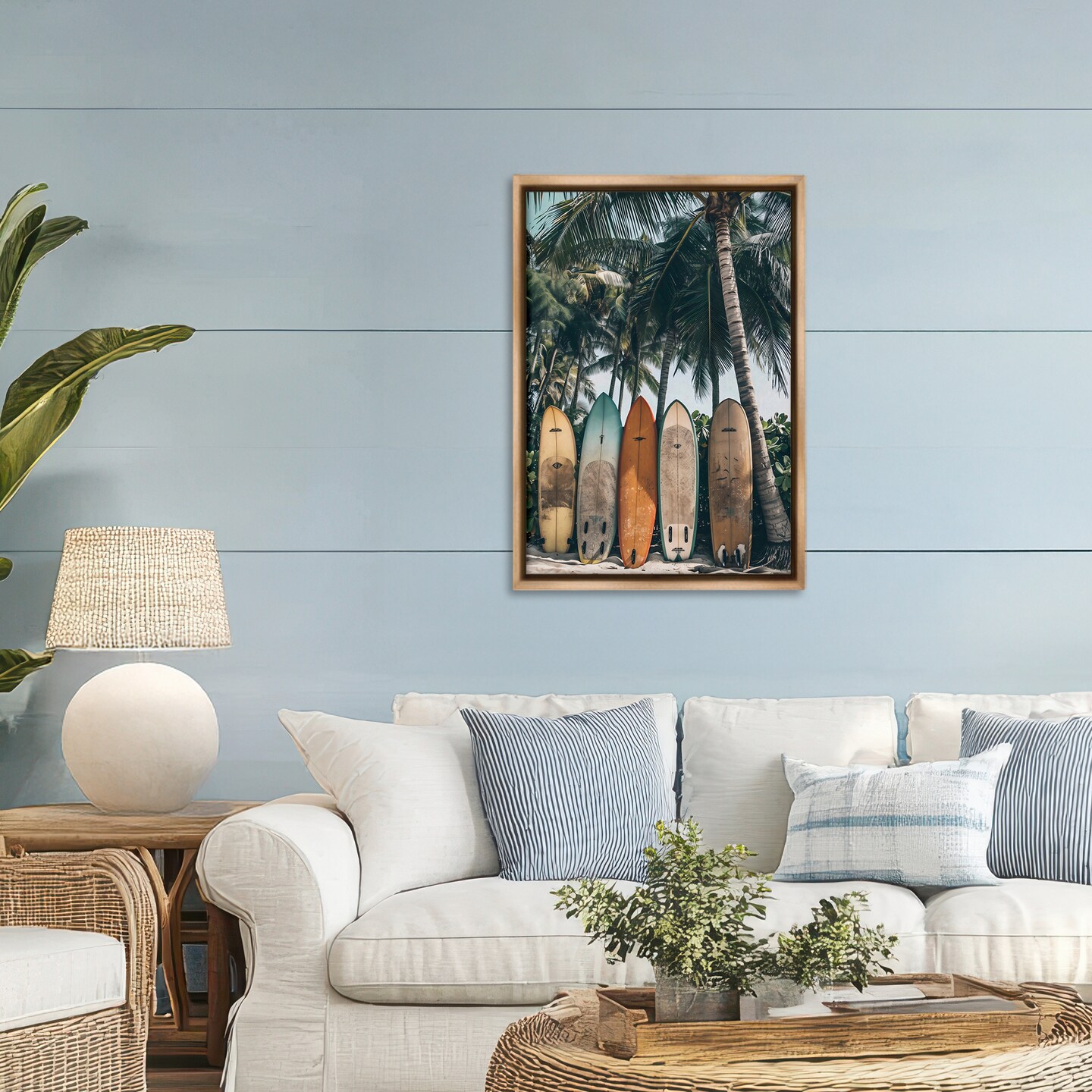 Stupell Industries Vintage Surfboard Lineup Black Framed Floater Canvas Wall Art, design by LSR Design Studio