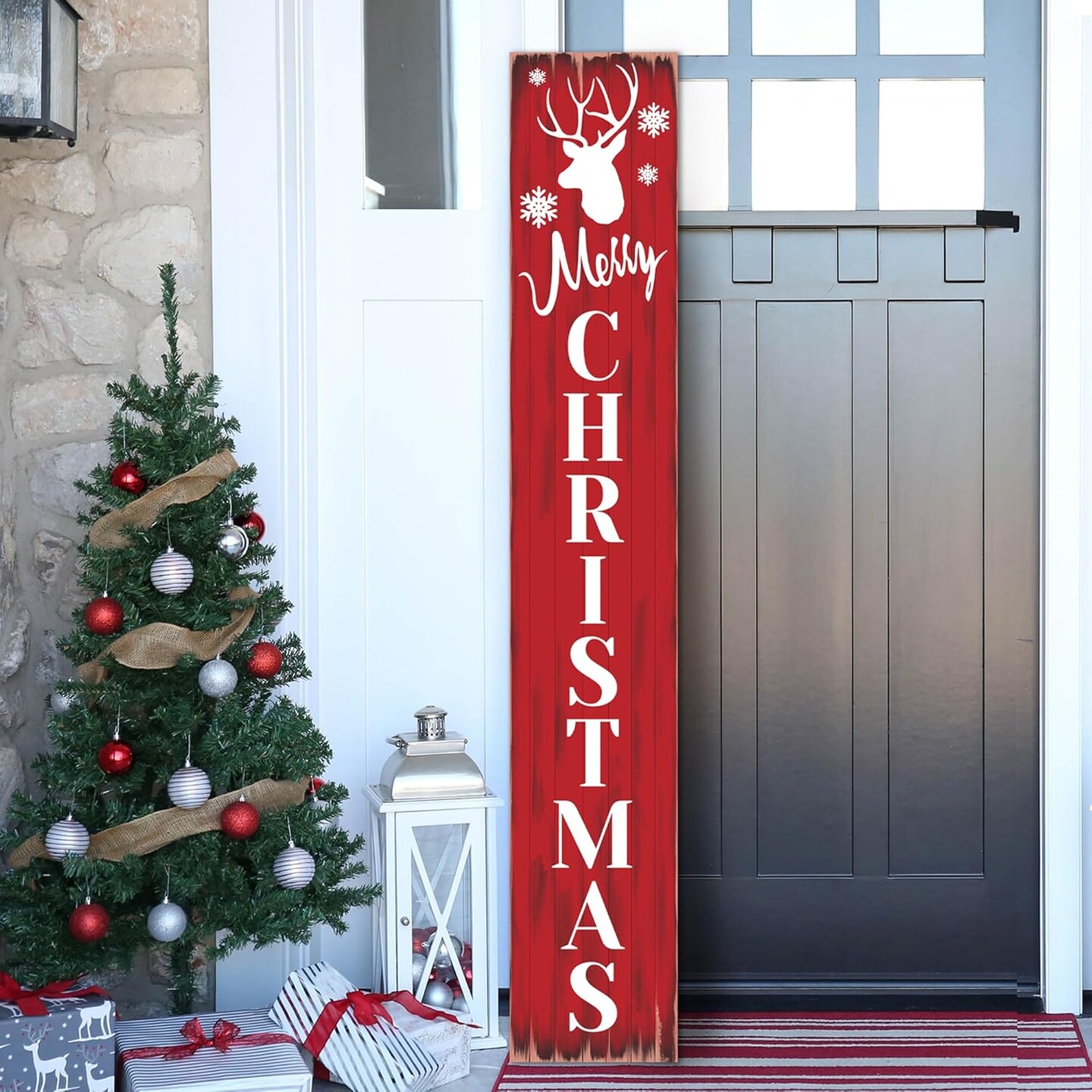 Merry Christmas Welcome Sign Decoration - 47.2&#x22;H (Christmas Elk)