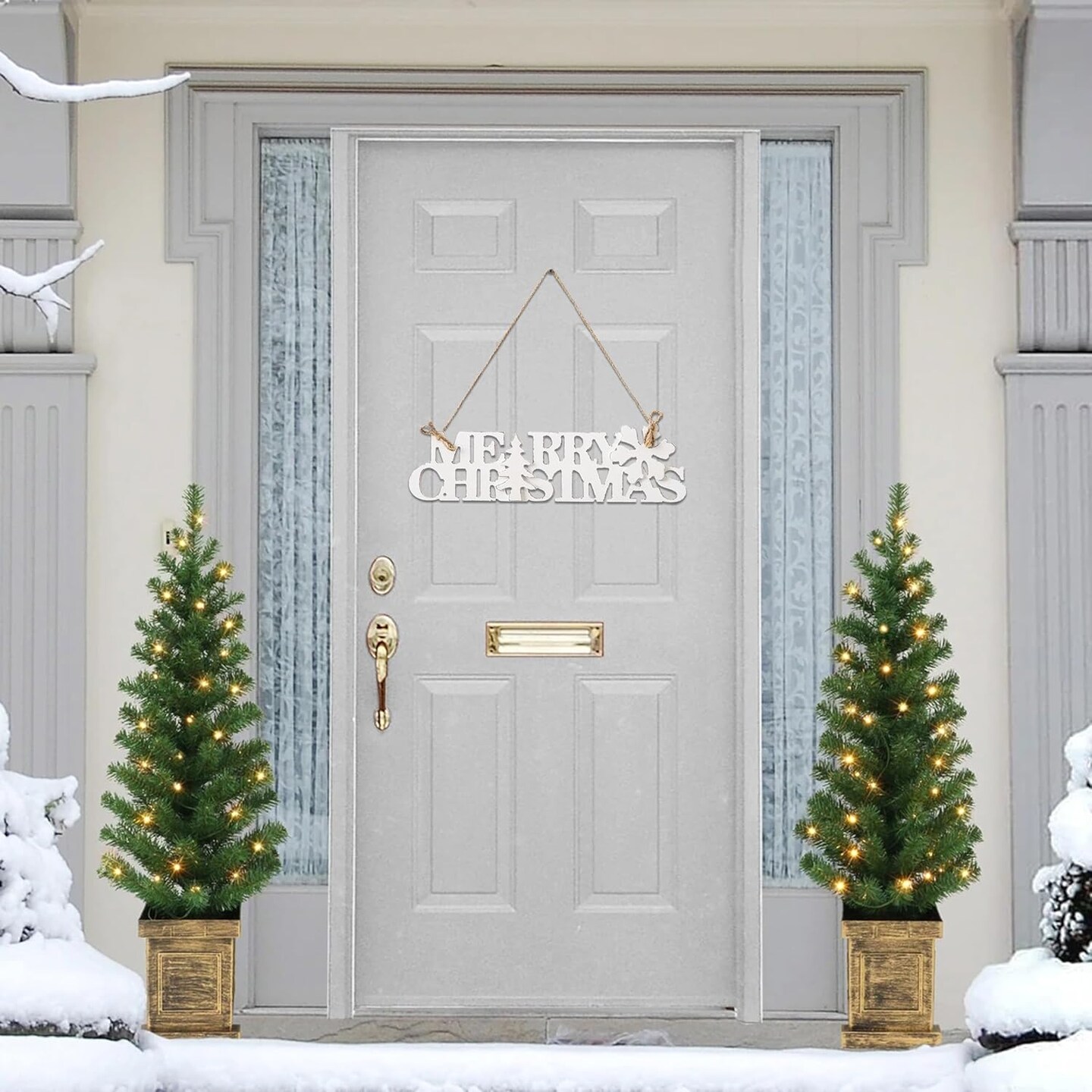 Rustic Merry Christmas Sign for Front Door 16 Inch(Style 1)