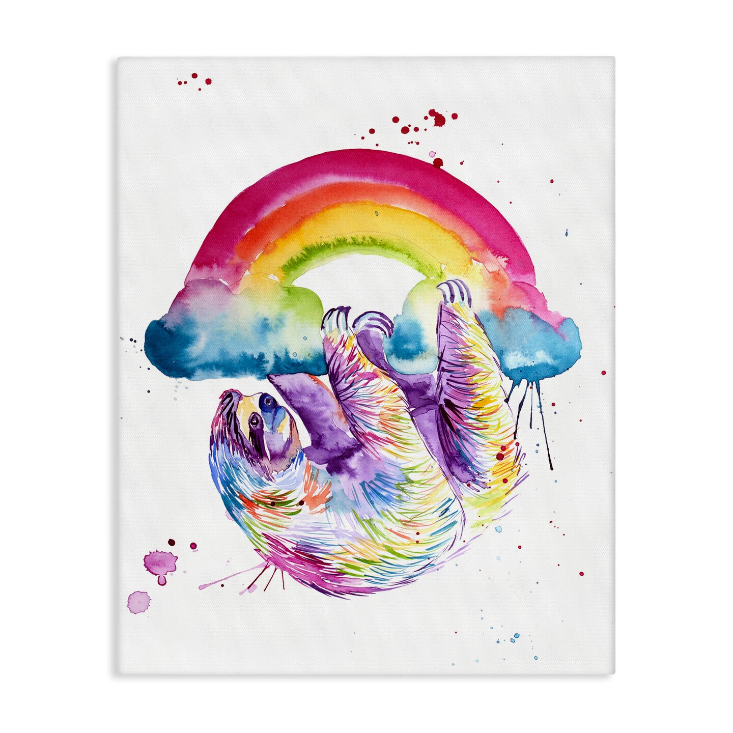 Stupell Industries Sloth Hanging From Rainbow Canvas Wall Art, design by Jennifer Seeley