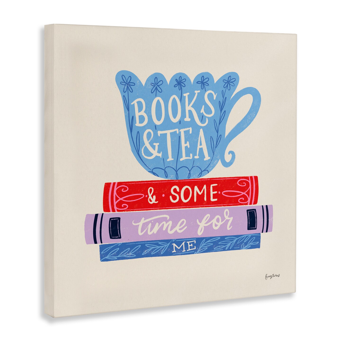 Stupell Industries Books Tea Time For Me Canvas Wall Art, design by Becky Thorns