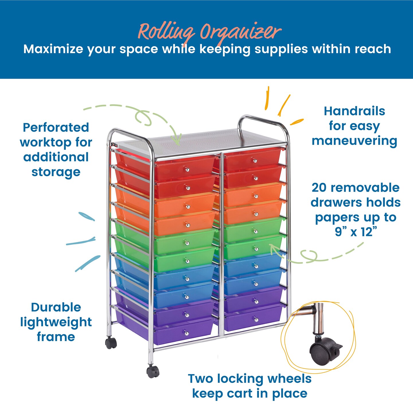 20-Drawer Mobile Organizer