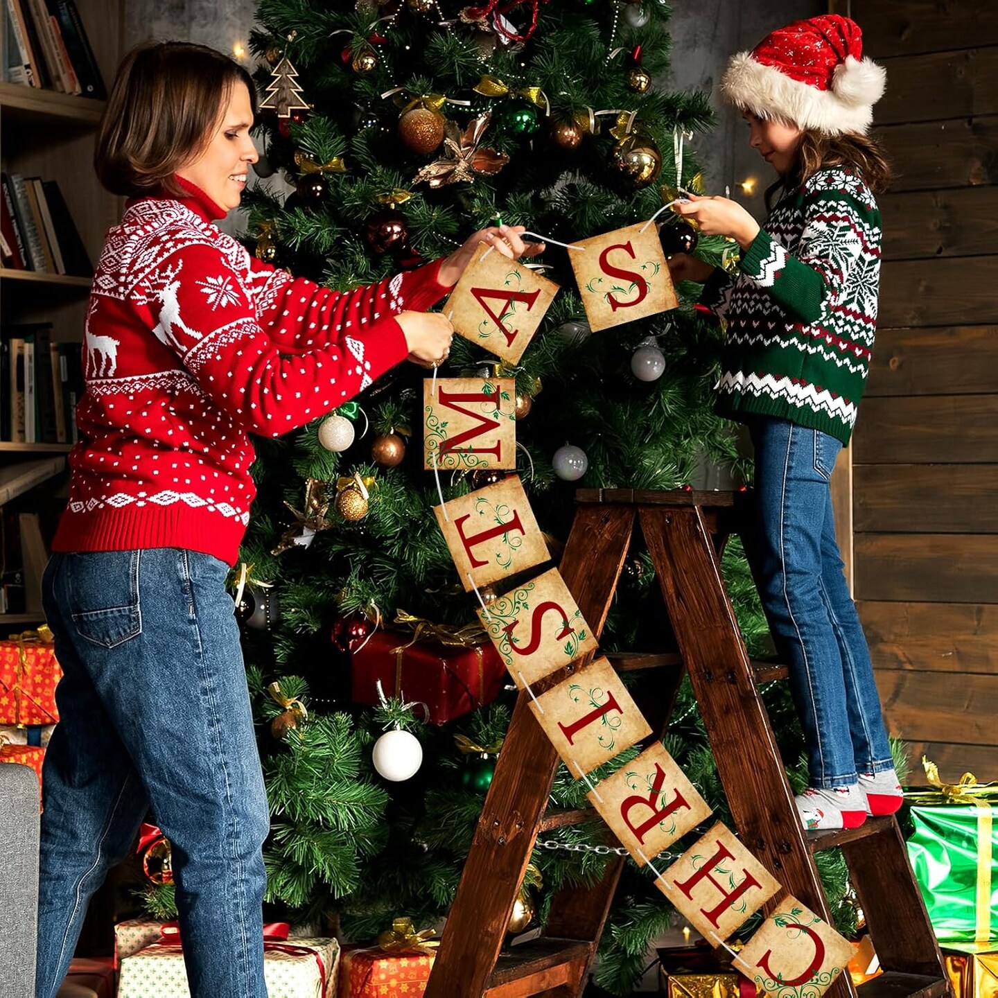 Merry Christmas Banner Vintage Christmas(red)