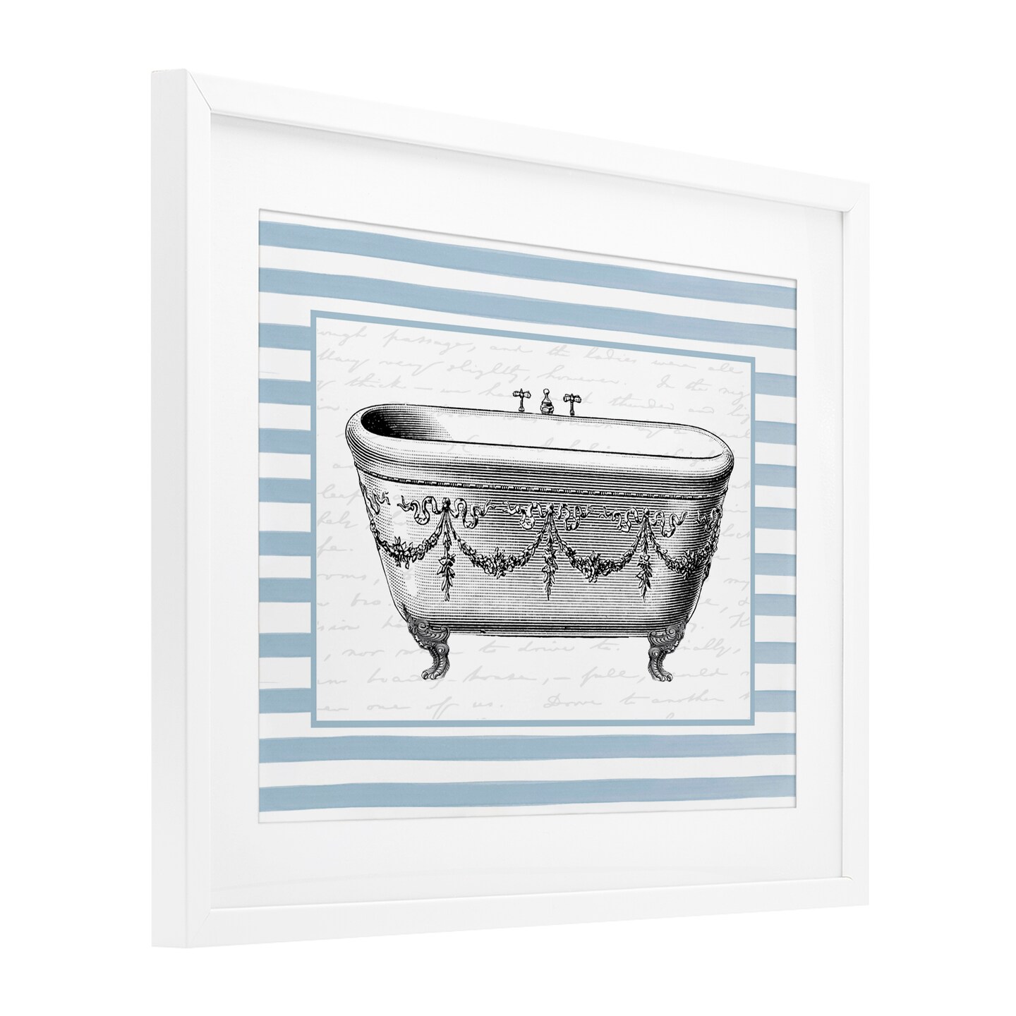 Stupell Industries Ornate Vintage Tub on Stripes Black Framed Print Under Glass, design by Lettered and Lined