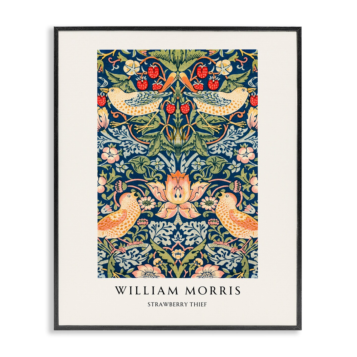 Stupell Industries William Morris Strawberry Thief Black Framed Giclee Art, design by Vintage Hustle