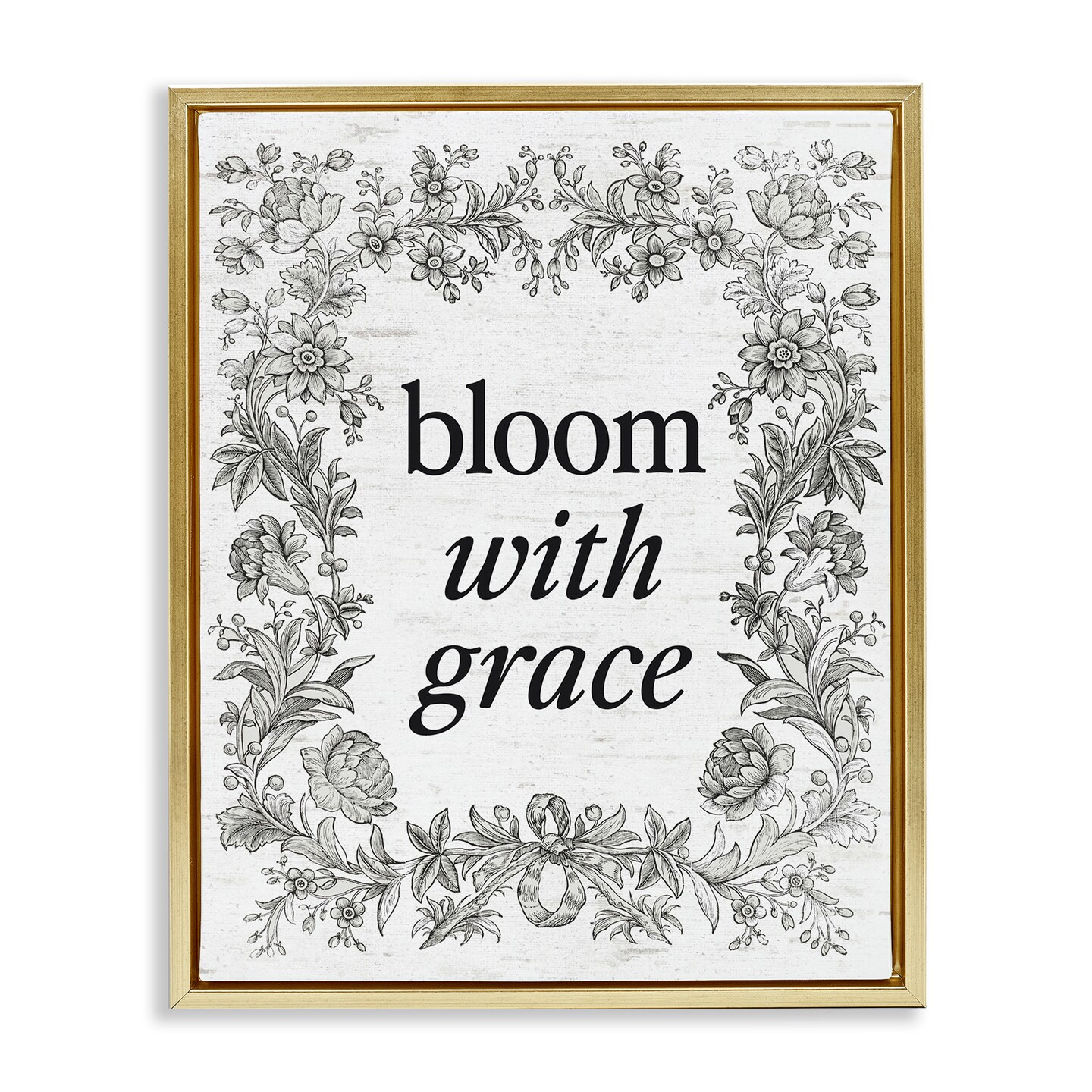Stupell Industries Bloom with Grace Vintage Border Black Framed Floater ...