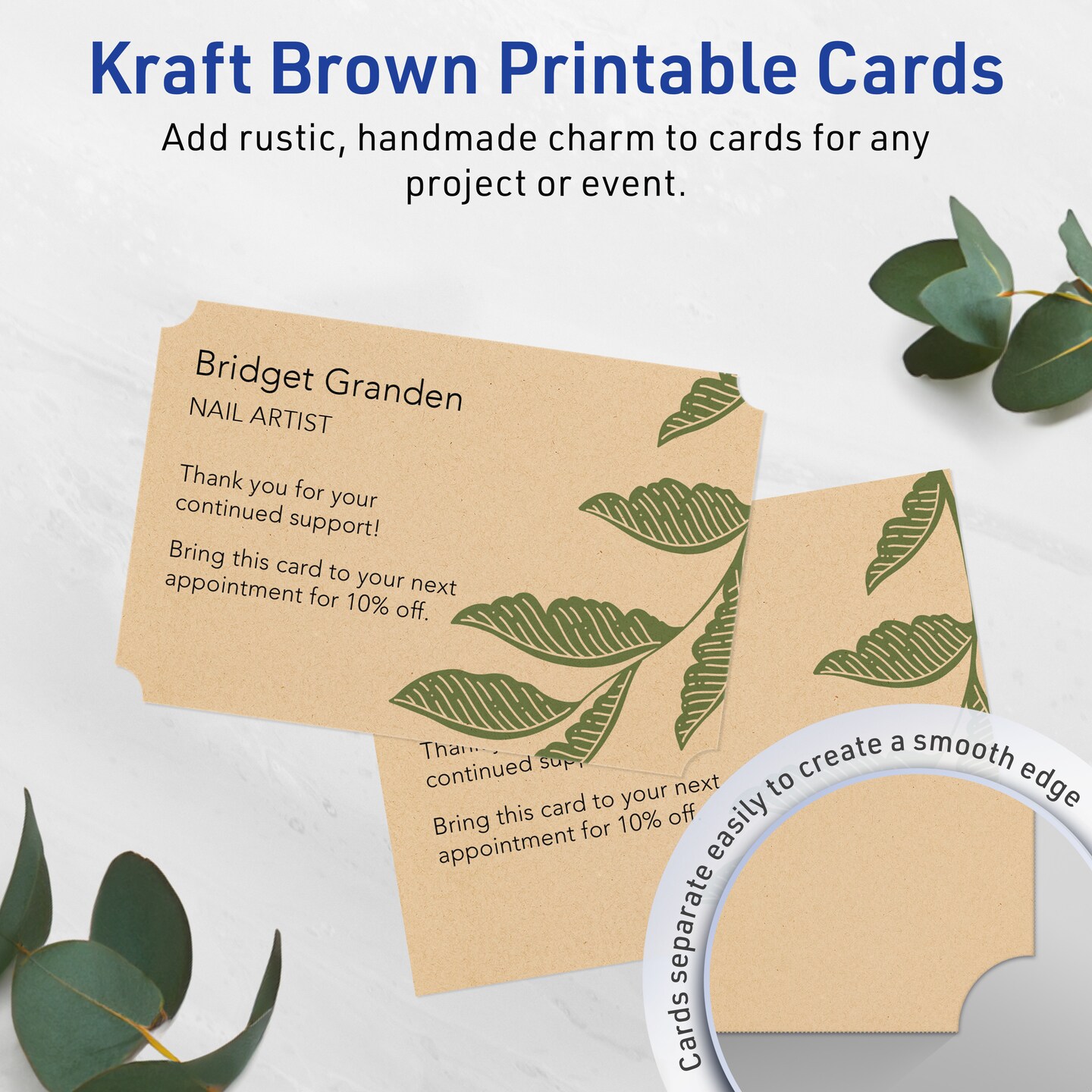 Avery Kraft Brown Postcards, 6" x 9" Rectangle Scalloped Edge