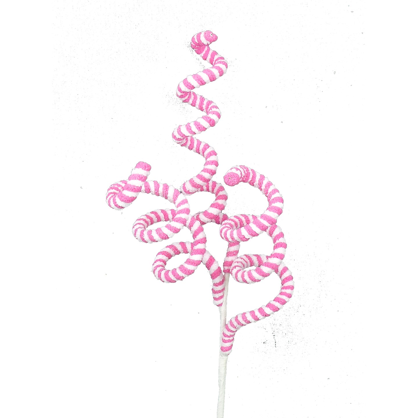 16&#x22; Peppermint Curly Chenille Pick: Pink &#x26; White
