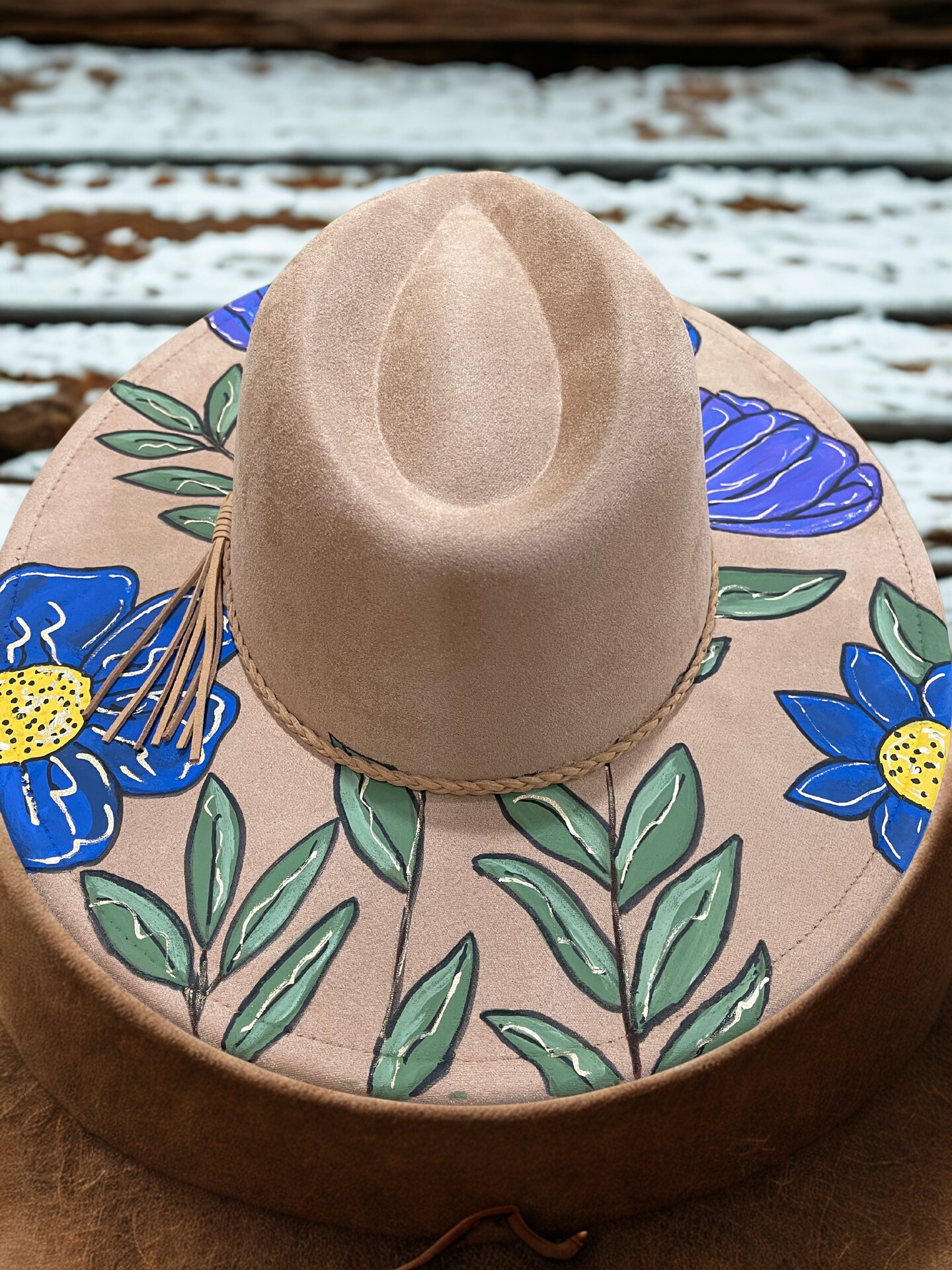 Wild Flowers Western Hand Painted Hat | MakerPlace by Michaels display picture 1