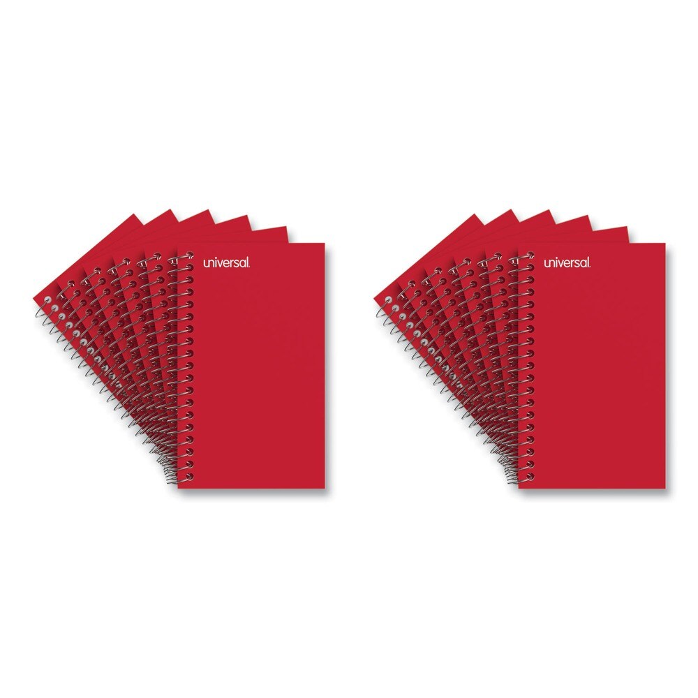 Universal 5 in. x 3 in. Wirebound Narrow Rule Memo Book - Red Cover (12/Pack)