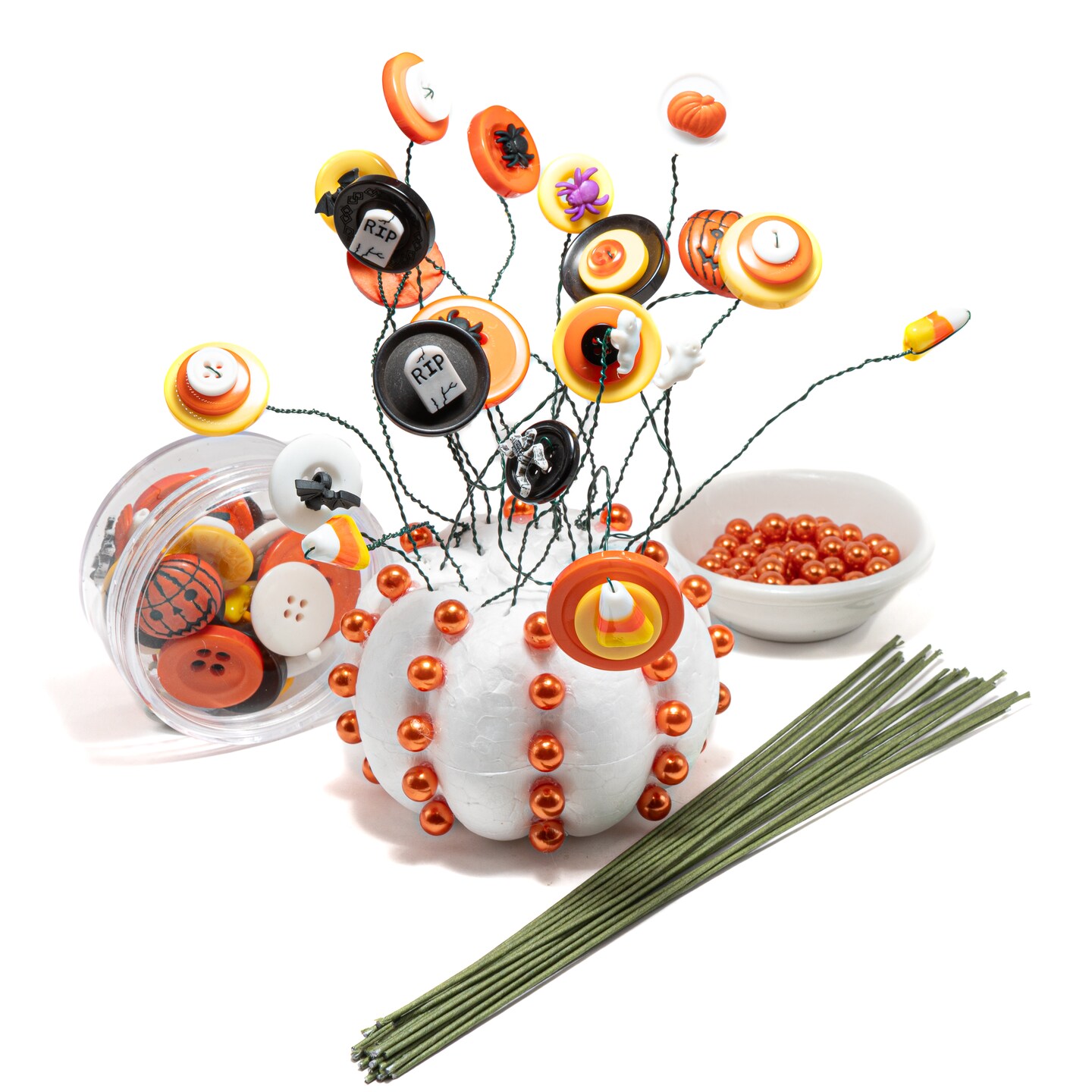 Dress It Up Buttons Haunted Harvest Pumpkin Bouquet Kit