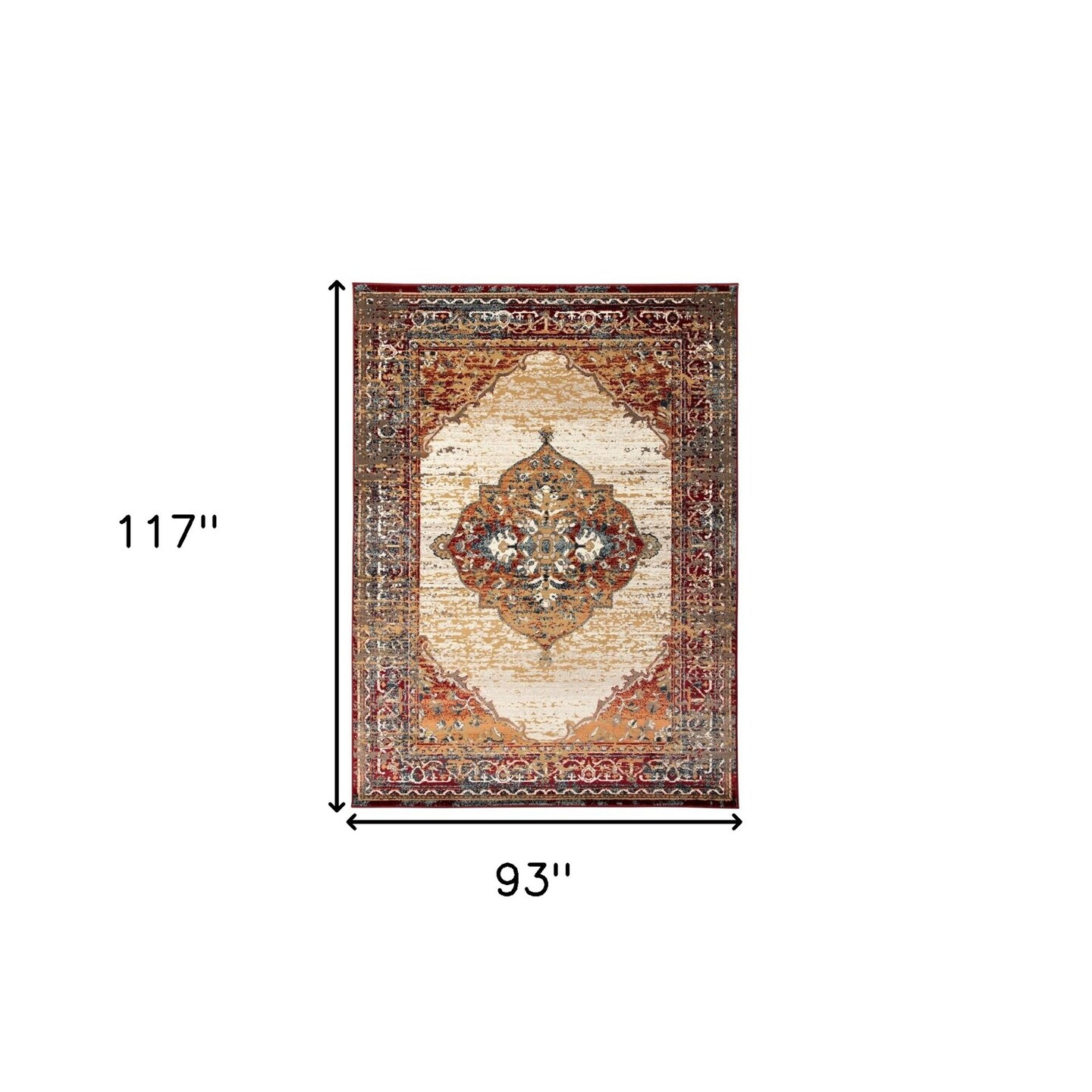 Edge Collections - 8' X 10' - Red - Stain-Resistant Medallion Area Rug for Cozy Spaces - 1 Piece