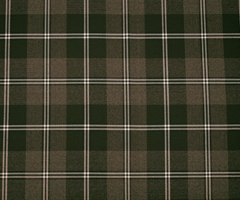 Brown-Black-White Wool Poly Plaid Woven Twill Suiting Fabric By the Yard