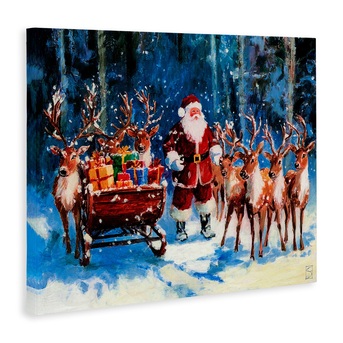 Stupell Industries Santa Reindeer & Sleigh Canvas Wall Art, design by Sara Culpepper