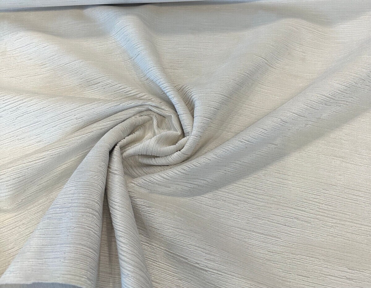 1 Yard Dolce Ivory Plush Texture Cut Velvet Upholstery 100% Polyester Fabric