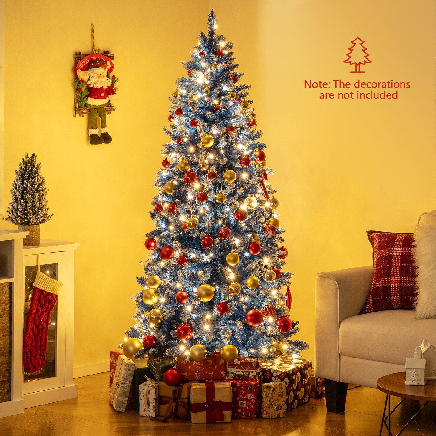 Blue PVC and Metal LED Christmas Tree with 270 Lights - Pre-Lit