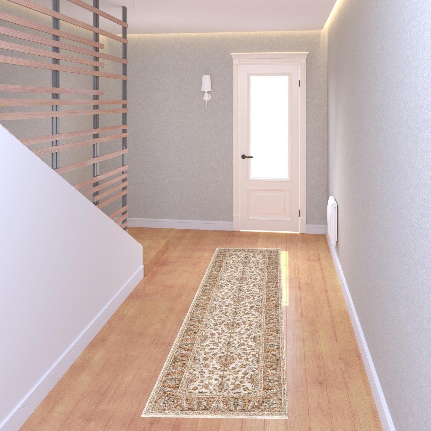 Edge Collections - 2' X 8' - Brown - Stain-Resistant Oriental Runner Rug with Fringe - 1 Piece