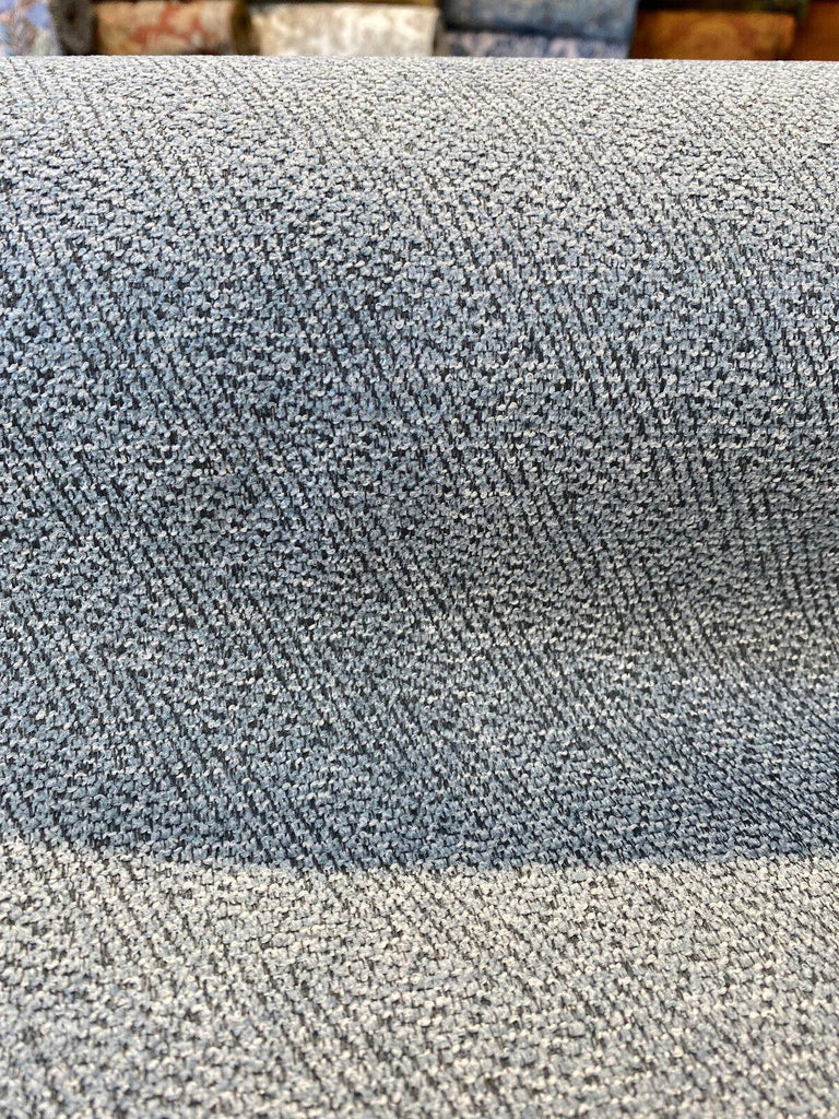 1 Yard Upholstery Chenille Fabric Rain Blue Backed Barrow Thick Durable 100% Polyester 58 Inch Width