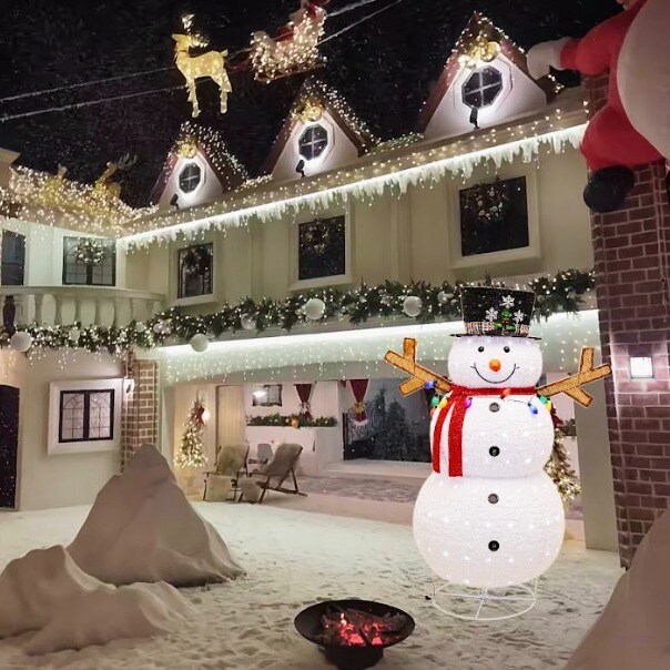 Christmas LED Snowman Decoration, 200 LED Lights, Weatherproof &#x26; Durable Design