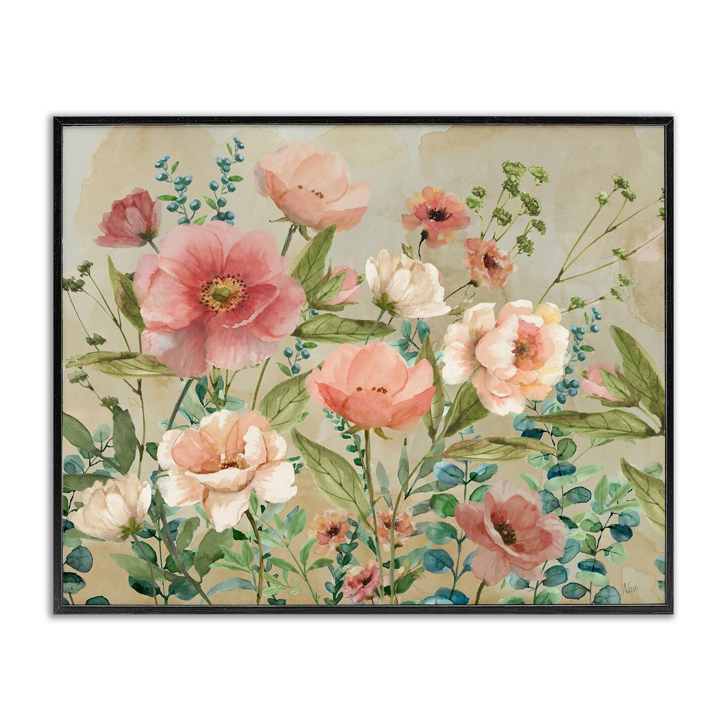 Stupell Industries Floral Surprise Garden Black Framed Giclee Art, design by Nan