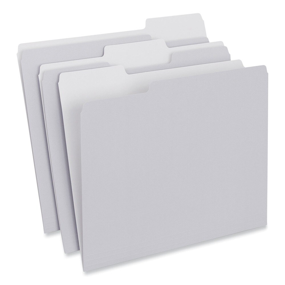 Universal 0.75 in. Expansion 1/3-Cut Tabs Assorted Letter Size Top Tab File Folders - Gray (100/Box)