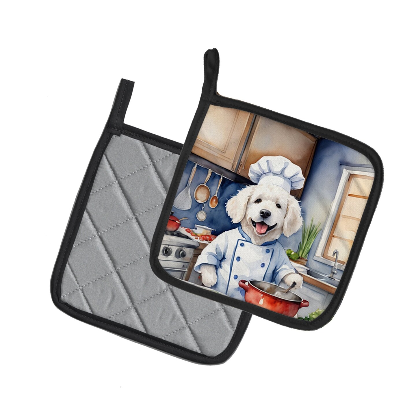 Edge Collections - 7.5" x 7.5" - Multicolor - Kitchen Pair of Holders with Dog Chef Design - 2 Piece