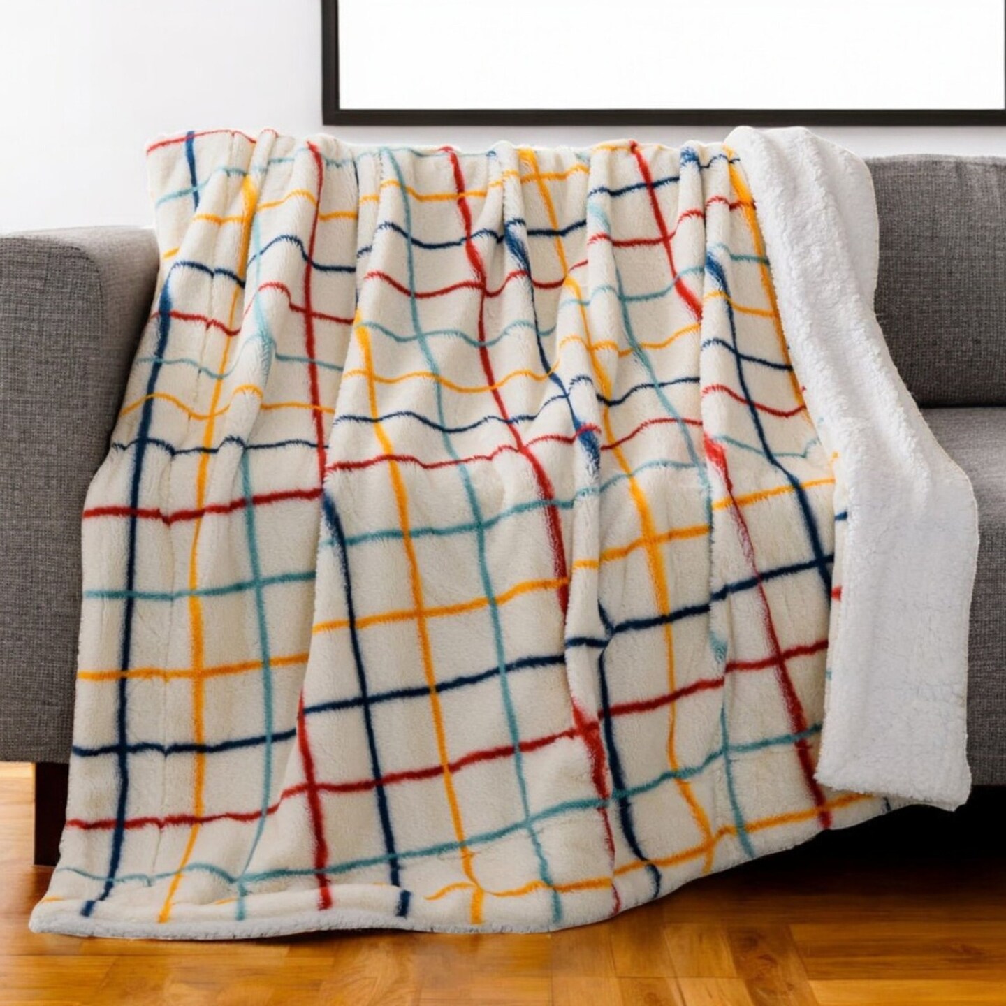 Edge Collections - 50" x 60" - Multicolor - Cozy Geometric Plush Throw Blanket - 1 Piece