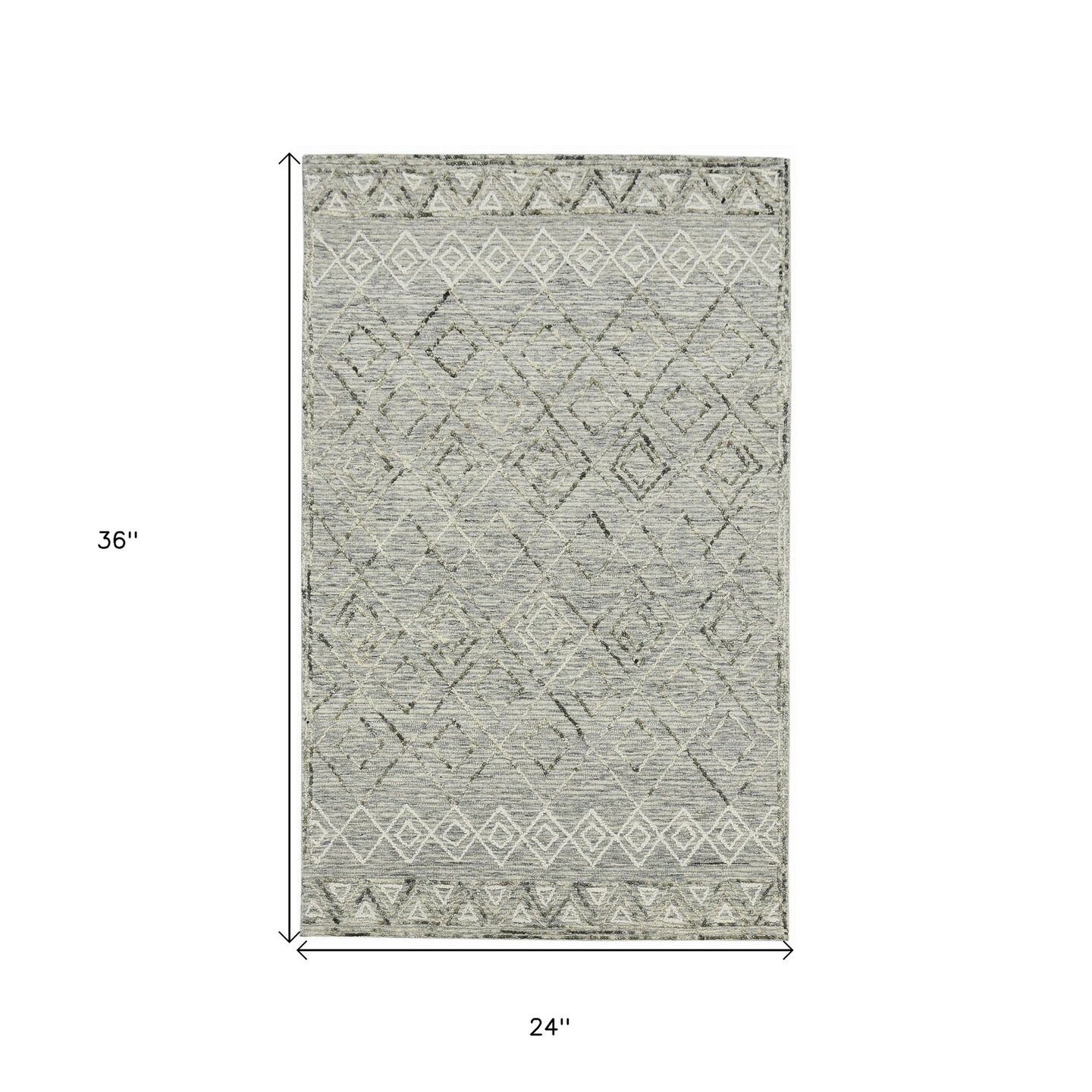 Edge Collections - 2' X 3' - Gray - Artisan Hand-Hooked Argyle Area Rug for Cozy Spaces - 1 Piece
