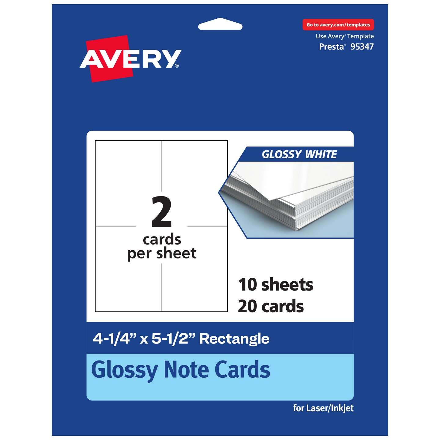 Avery Glossy White Note Cards, 4-1/4" x 5-1/2" Rectangle