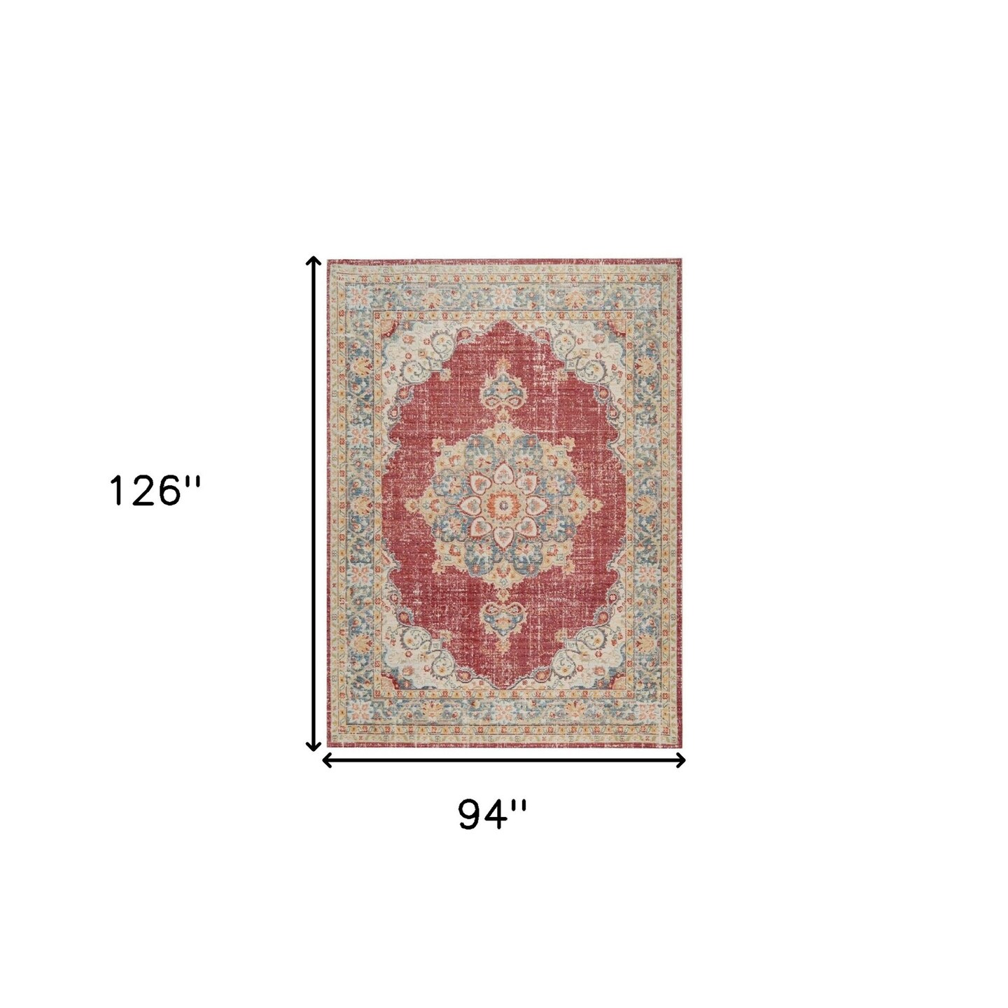 Edge Collections - 8' X 10' - Orange - Medallion Design Area Rug for Home Warmth - 1 Piece