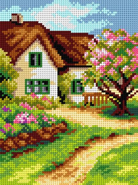 Needlepoint canvas for halfstitch without yarn Cottage 2832F - Printed Tapestry Canvas