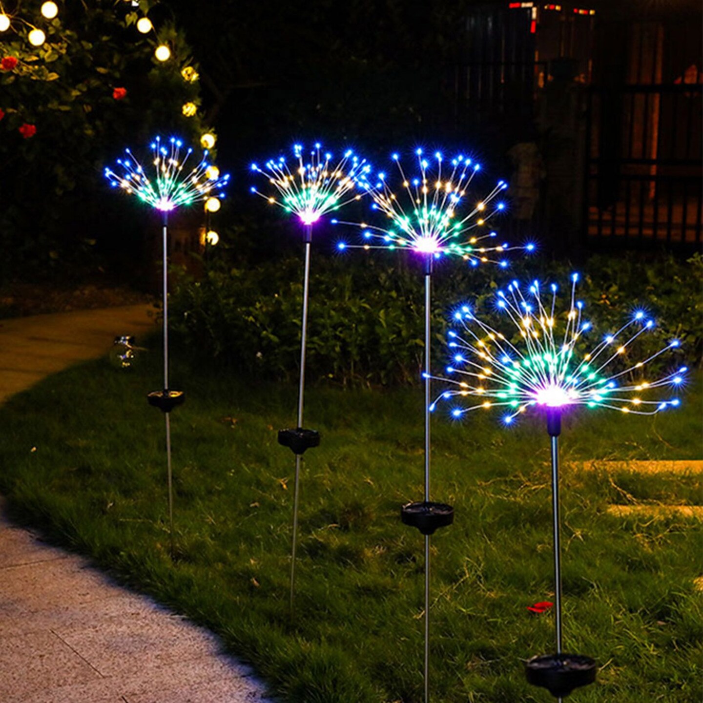 2Pcs Solar Powered Starburst Lights 240 LEDs Colorful Firework Lamp
