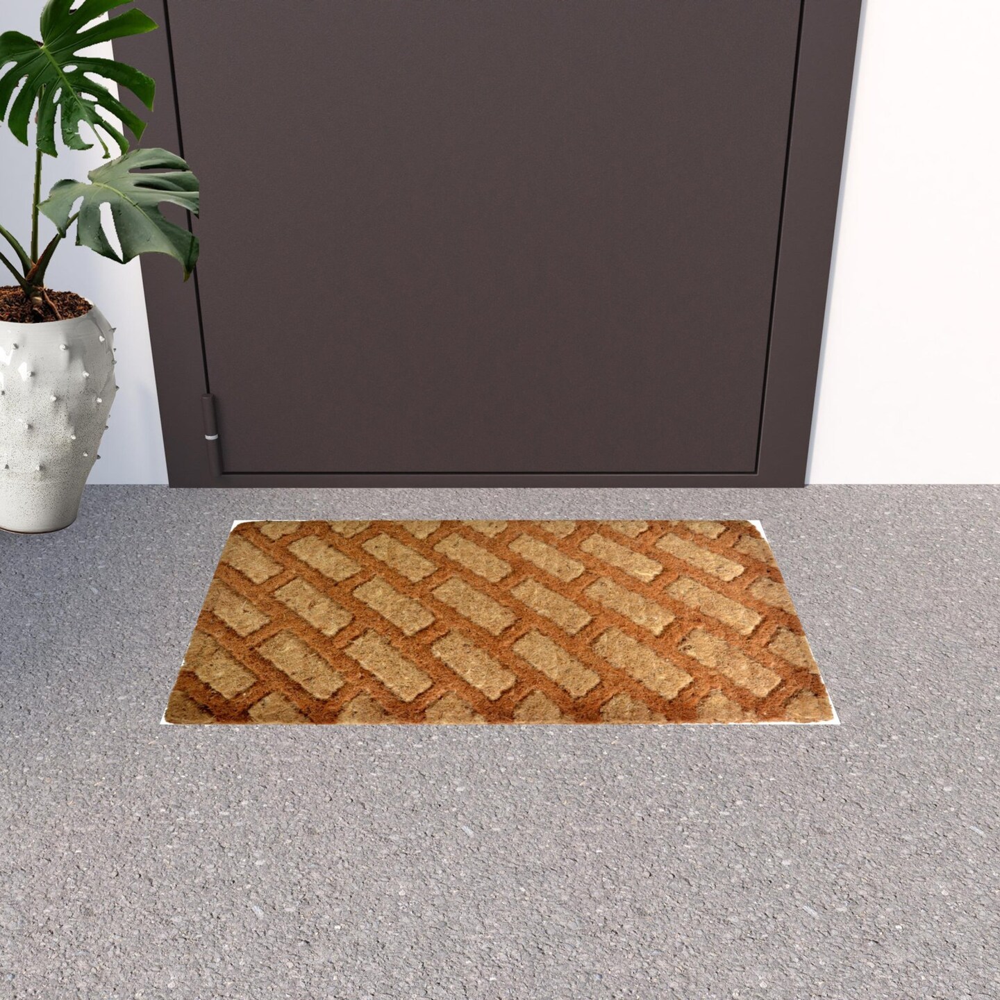 Edge Collections - 18" X 30" - Brown - Outdoor Durable Coir Welcome Doormat - 1 Piece