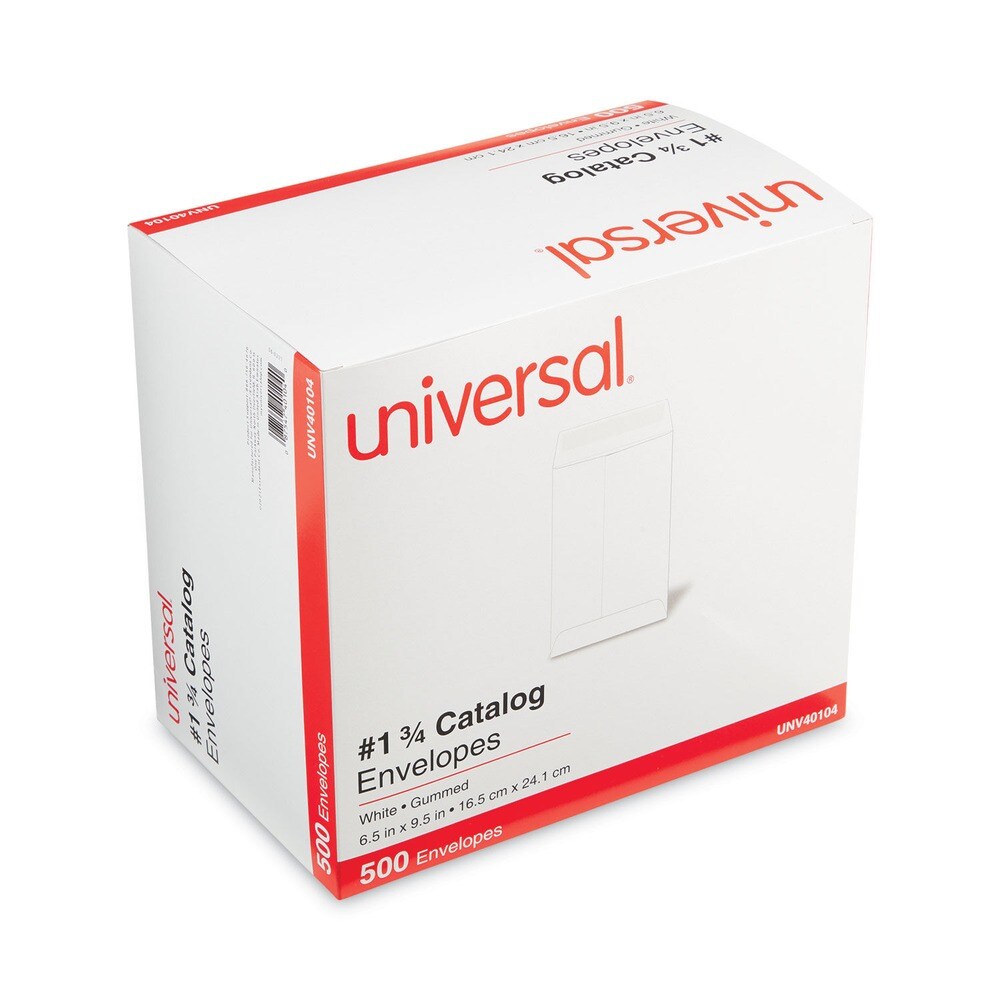 Universal 6.5 in. x 9.5 in. 24 lb. #1-3/4 Square Flap Gummed Catalog Envelope - White (500/Box)